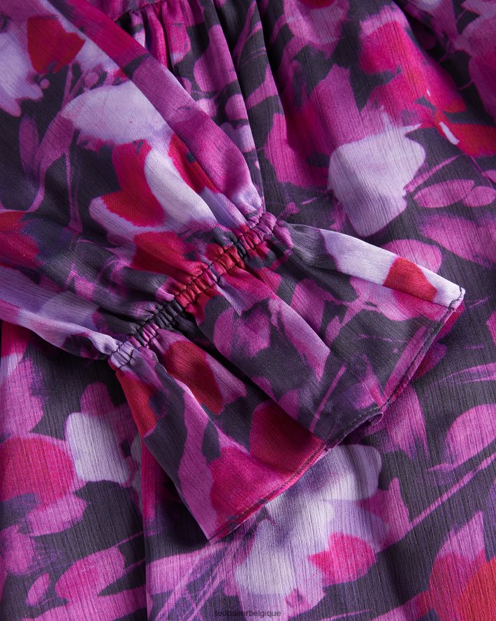 être Ted Baker femmes sammieh - robe courte ajustée et évasée à col montant violet FR8J4267 vêtements