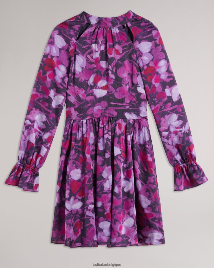 être Ted Baker femmes sammieh - robe courte ajustée et évasée à col montant violet FR8J4267 vêtements