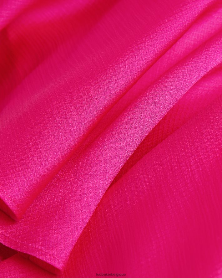 être Ted Baker femmes Elsieee - Robe patineuse courte à ourlet cannelé rose pétant FR8J4228 vêtements