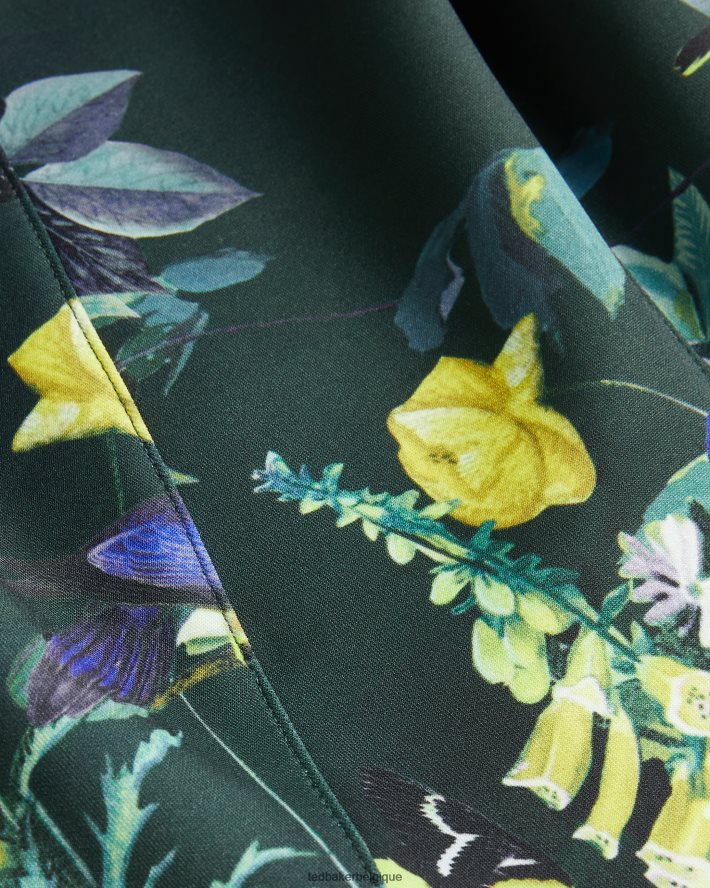 être Ted Baker femmes robe patineuse en néoprène imprimée lexiya vert foncé FR8J42282 vêtements