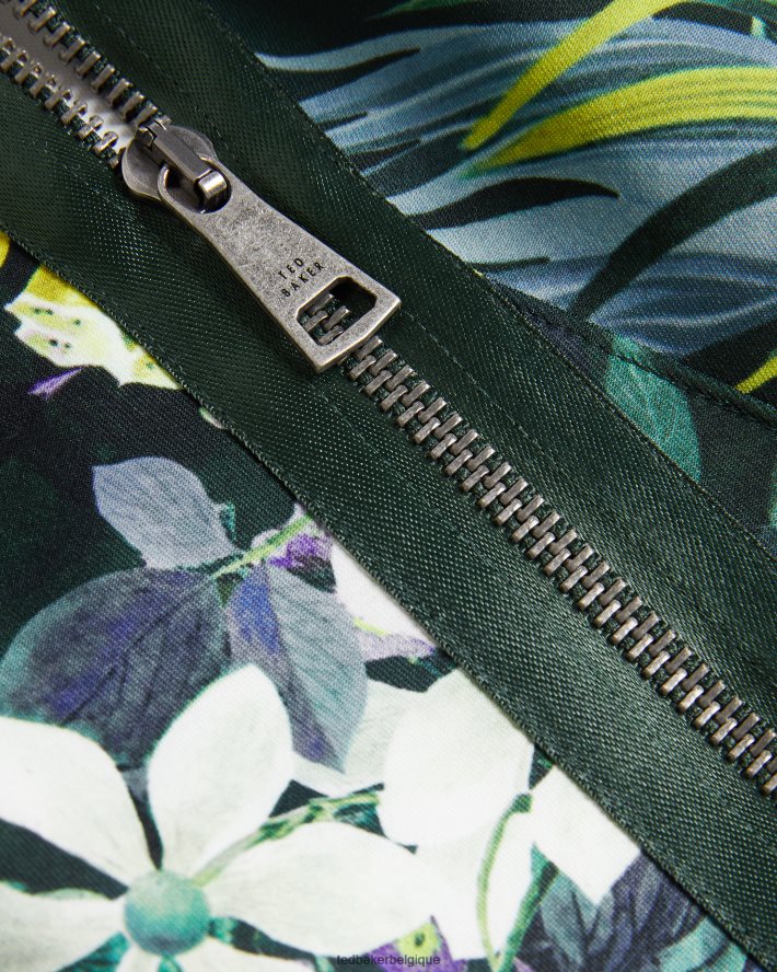 être Ted Baker femmes robe patineuse en néoprène imprimée lexiya vert foncé FR8J42282 vêtements