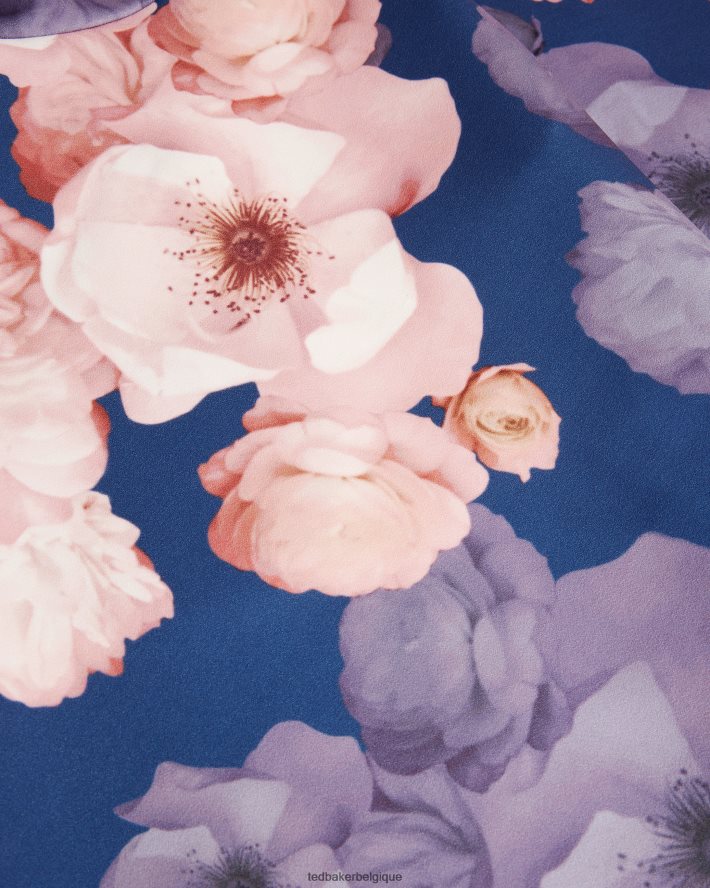 être Ted Baker femmes robe patineuse imprimée à col en V emleey bleu foncé FR8J4269 vêtements