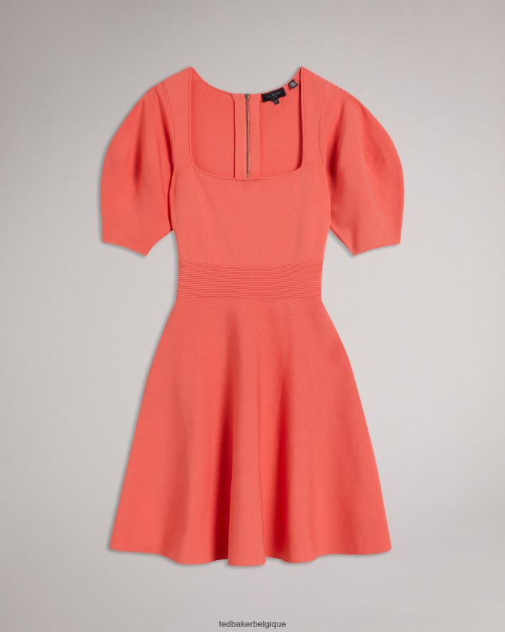 être Ted Baker femmes robe patineuse à manches bouffantes hayliy corail FR8J42278 vêtements