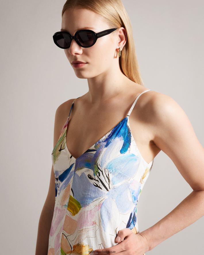être Ted Baker femmes Ashhliy - Robe longue à bretelles et col en V blanc FR8J42412 vêtements