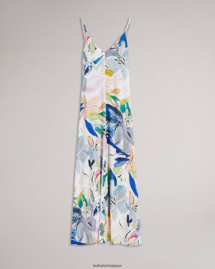 être Ted Baker femmes Ashhliy - Robe longue à bretelles et col en V blanc FR8J42412 vêtements