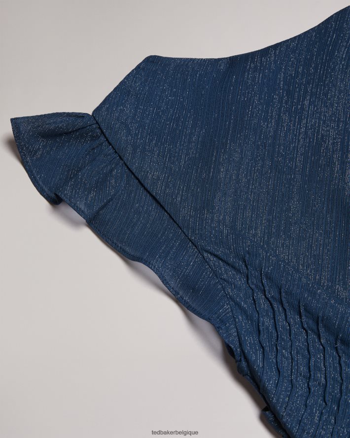 être Ted Baker femmes Laurae - Robe longue coupée en biais avec volants bleu foncé FR8J42235 vêtements