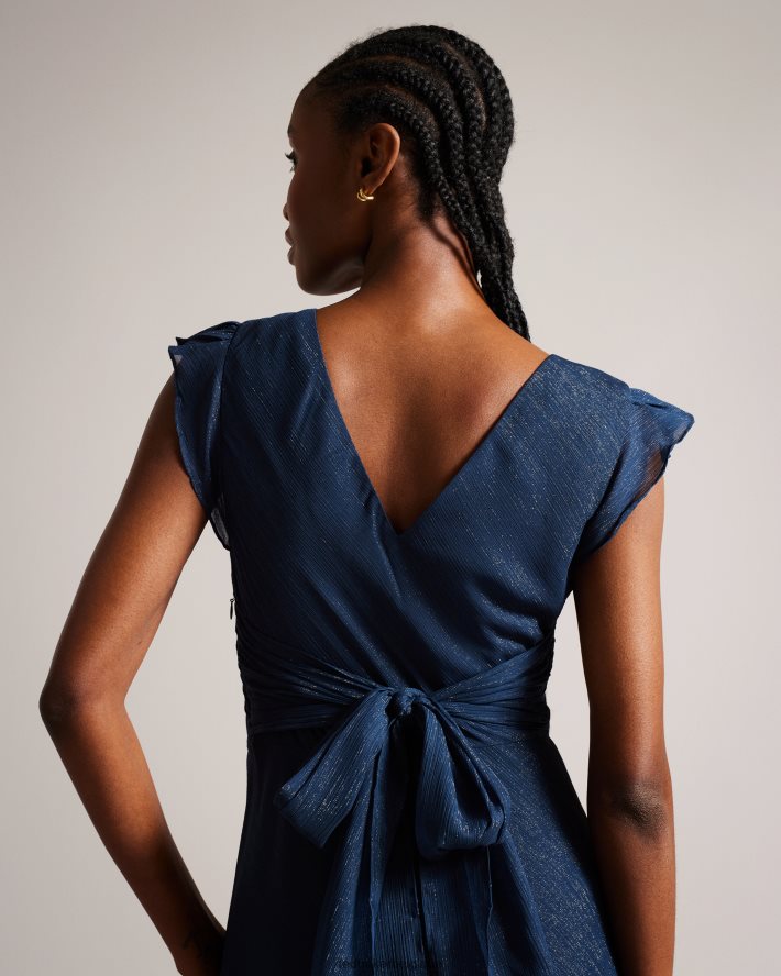être Ted Baker femmes Laurae - Robe longue coupée en biais avec volants bleu foncé FR8J42235 vêtements