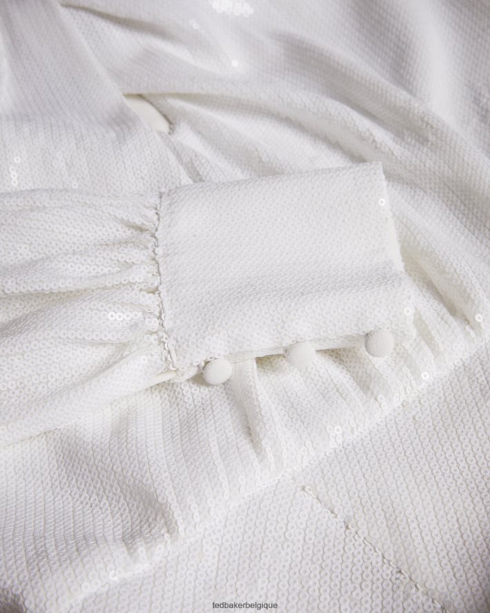 être Ted Baker femmes Mayrose - Robe longue drapée ornée de sequins blanc FR8J42137 vêtements