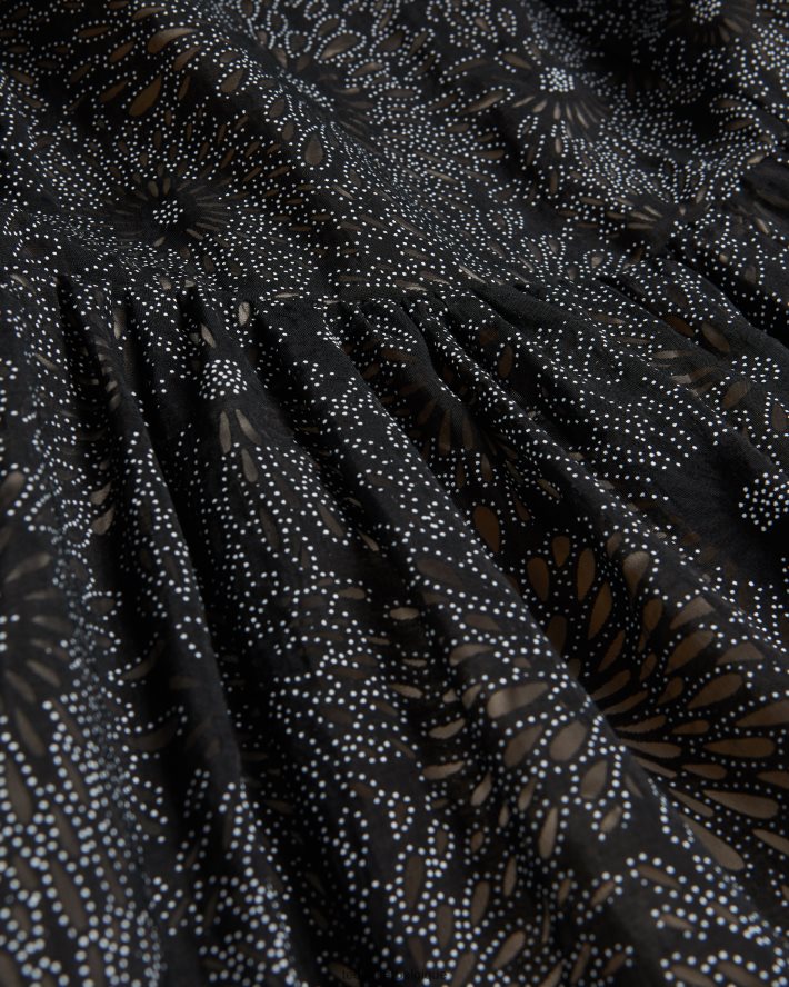 être Ted Baker femmes meganie - robe longue à volants et manches bouffantes noir FR8J4216 vêtements