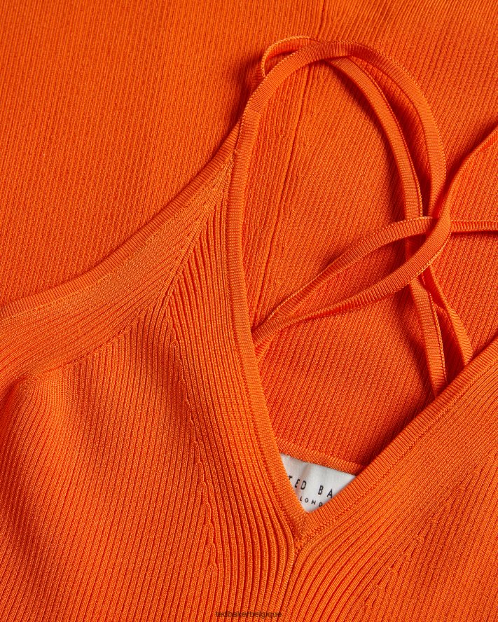 être Ted Baker femmes robe longue en maille côtelée Marrlyy Orange vif FR8J42255 vêtements