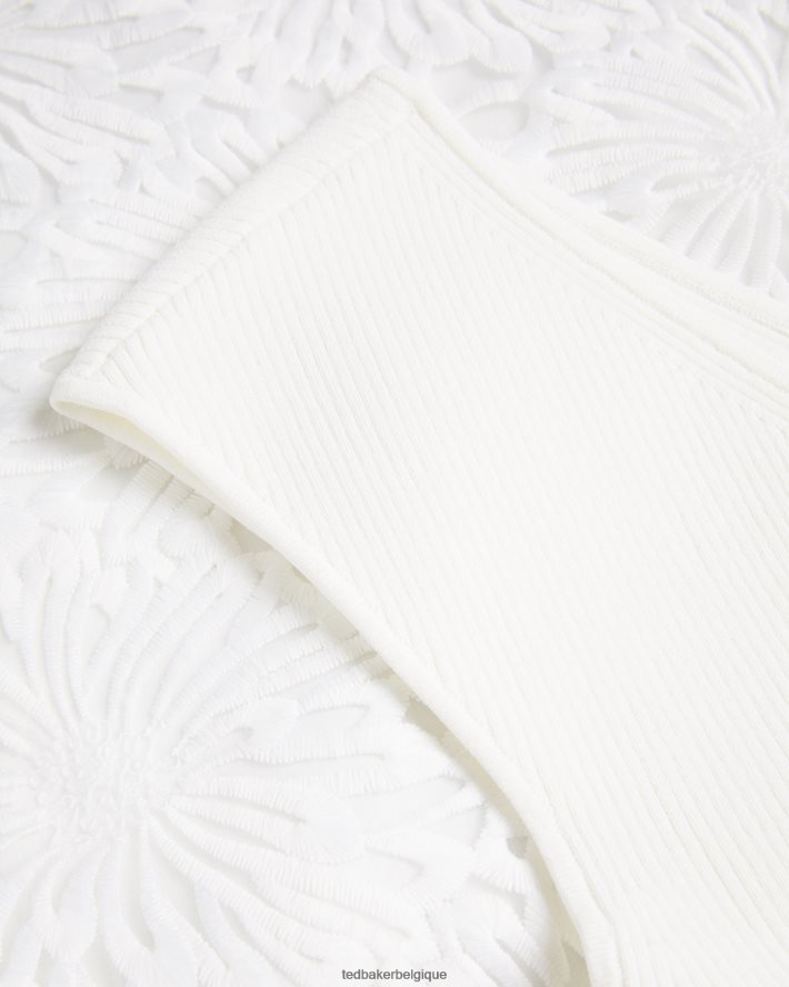 être Ted Baker femmes Annikaa - Robe mi-longue à corsage en maille fleurie blanc FR8J42192 vêtements