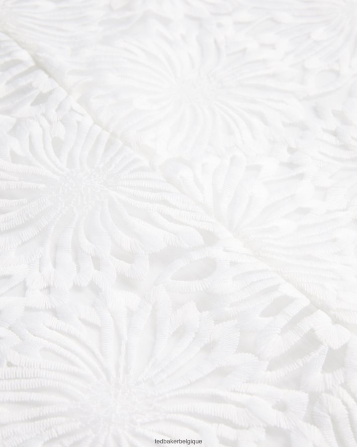 être Ted Baker femmes Annikaa - Robe mi-longue à corsage en maille fleurie blanc FR8J42192 vêtements