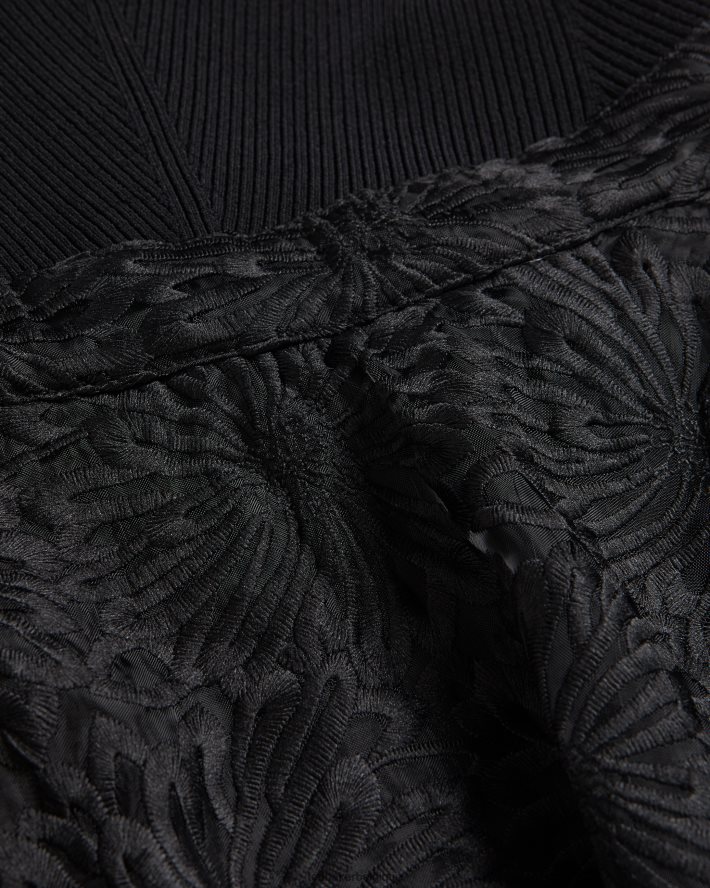 être Ted Baker femmes Annikaa - Robe mi-longue à corsage en maille fleurie noir FR8J42160 vêtements