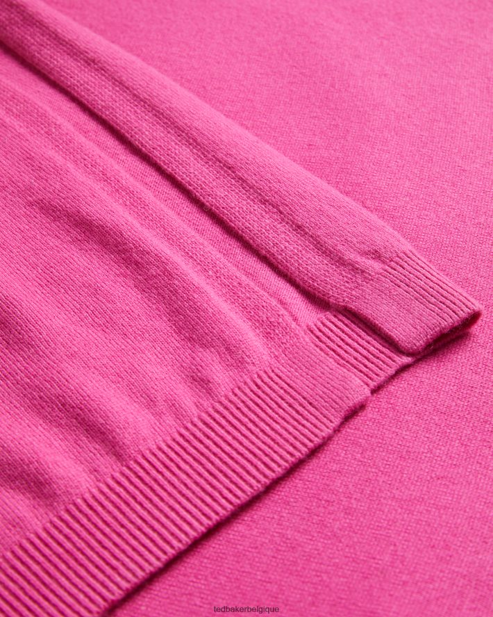 être Ted Baker femmes Essya - Robe mi-longue ample en maille nouée sur le devant rose pétant FR8J42102 vêtements