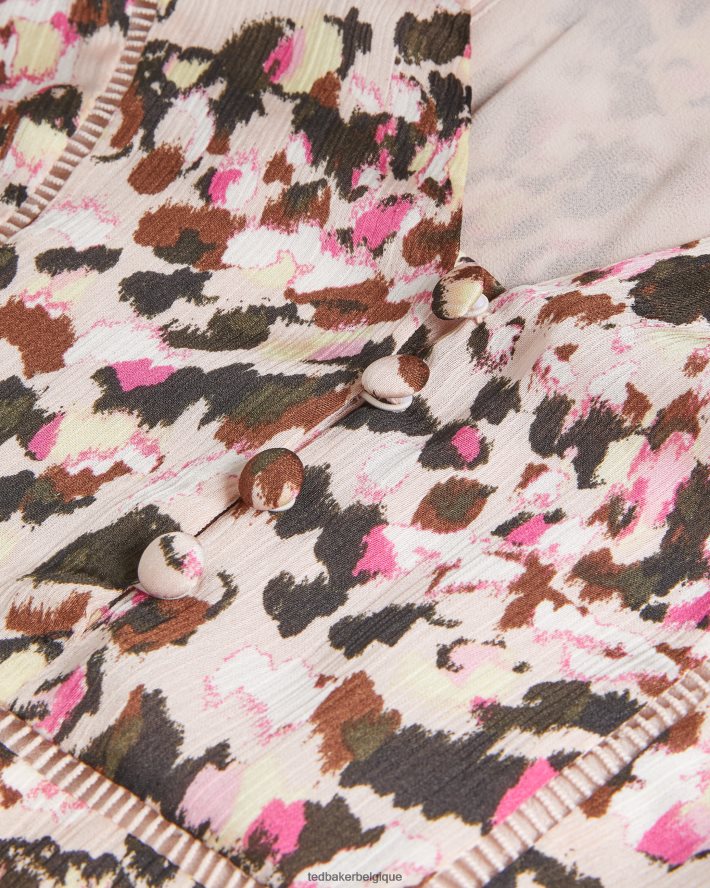 être Ted Baker femmes Luceeya - Robe midi ajustée et évasée avec insert échelle rose sombre FR8J4250 vêtements