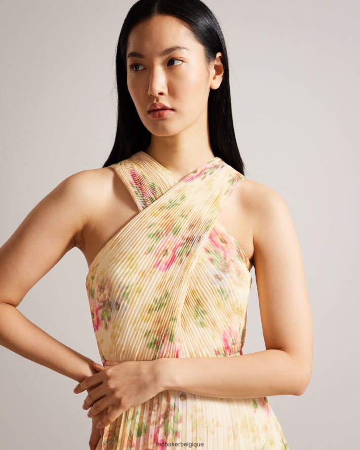être Ted Baker femmes amerah - robe mi-longue plissée croisée sur le devant bronzer FR8J4225 vêtements