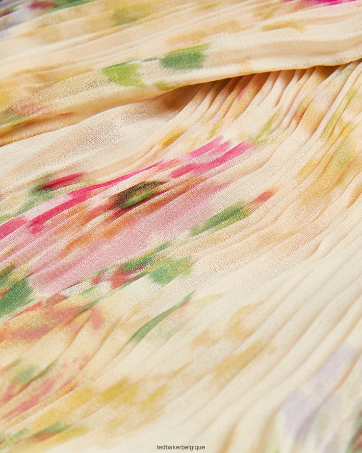 être Ted Baker femmes amerah - robe mi-longue plissée croisée sur le devant bronzer FR8J4225 vêtements