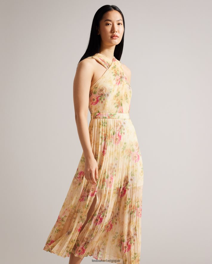 être Ted Baker femmes amerah - robe mi-longue plissée croisée sur le devant bronzer FR8J4225 vêtements