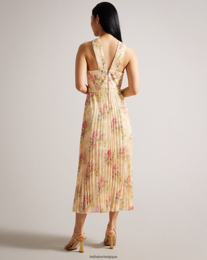 être Ted Baker femmes amerah - robe mi-longue plissée croisée sur le devant bronzer FR8J4225 vêtements