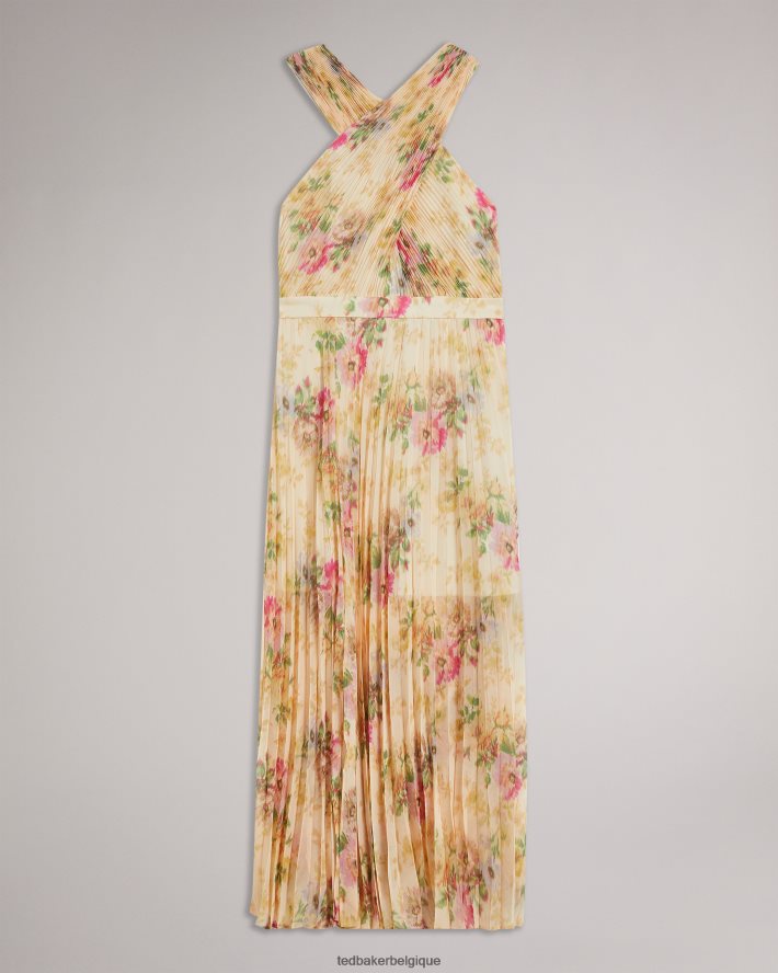 être Ted Baker femmes amerah - robe mi-longue plissée croisée sur le devant bronzer FR8J4225 vêtements