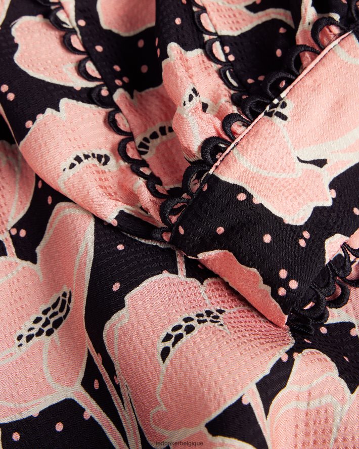 être Ted Baker femmes astrydd - robe mi-longue à manches bouffantes noir FR8J42165 vêtements