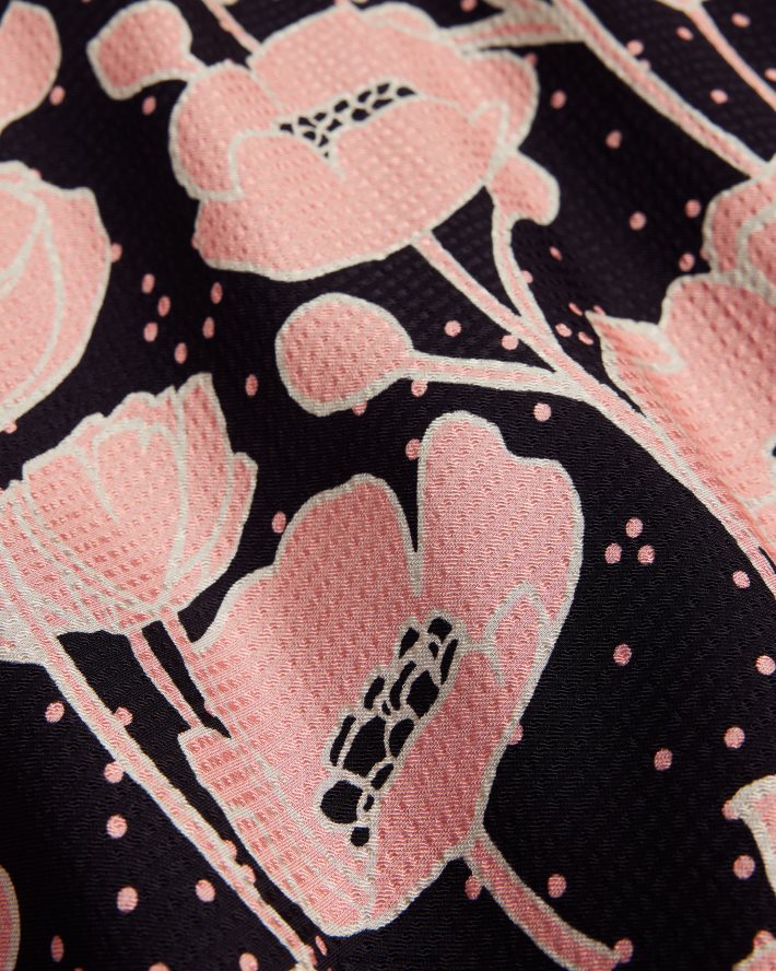 être Ted Baker femmes astrydd - robe mi-longue à manches bouffantes noir FR8J42165 vêtements