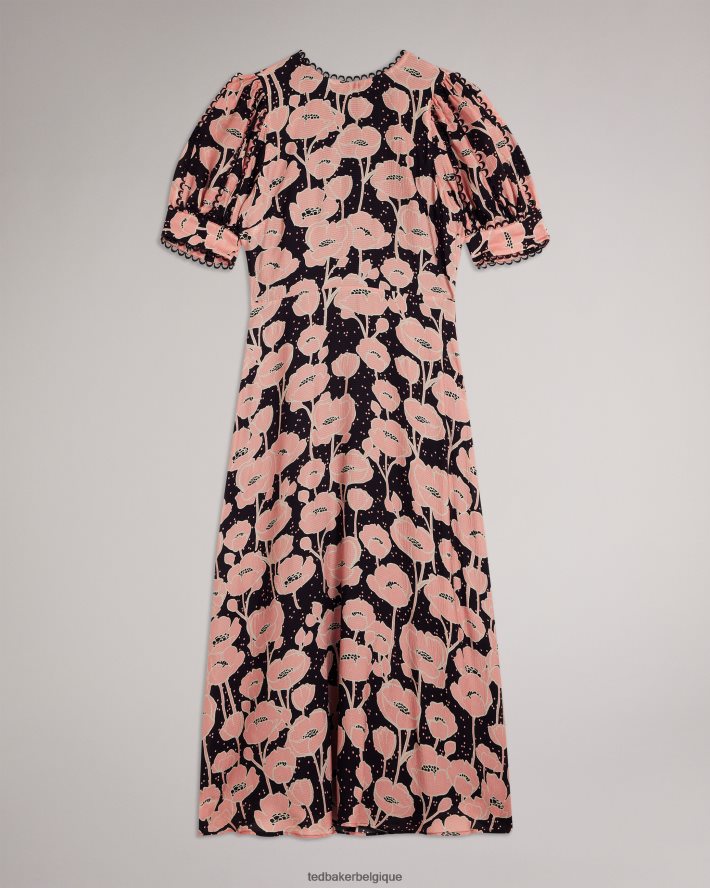 être Ted Baker femmes astrydd - robe mi-longue à manches bouffantes noir FR8J42165 vêtements