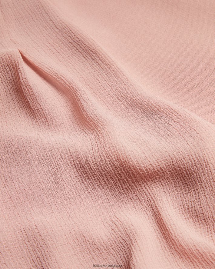 être Ted Baker femmes brontei - robe mi-longue à corsage ajusté et manches bouffantes rose sombre FR8J4218 vêtements