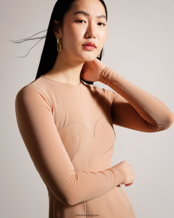 être Ted Baker femmes ivylou - robe mi-longue moulante à manches transparentes nu FR8J42359 vêtements