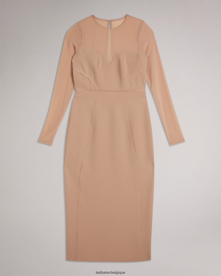 être Ted Baker femmes ivylou - robe mi-longue moulante à manches transparentes nu FR8J42359 vêtements