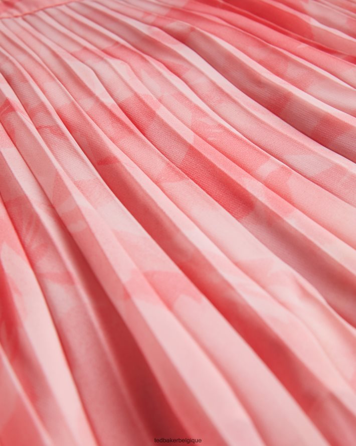 être Ted Baker femmes mirelia - robe midi plissée croisée sur le devant corail FR8J4219 vêtements