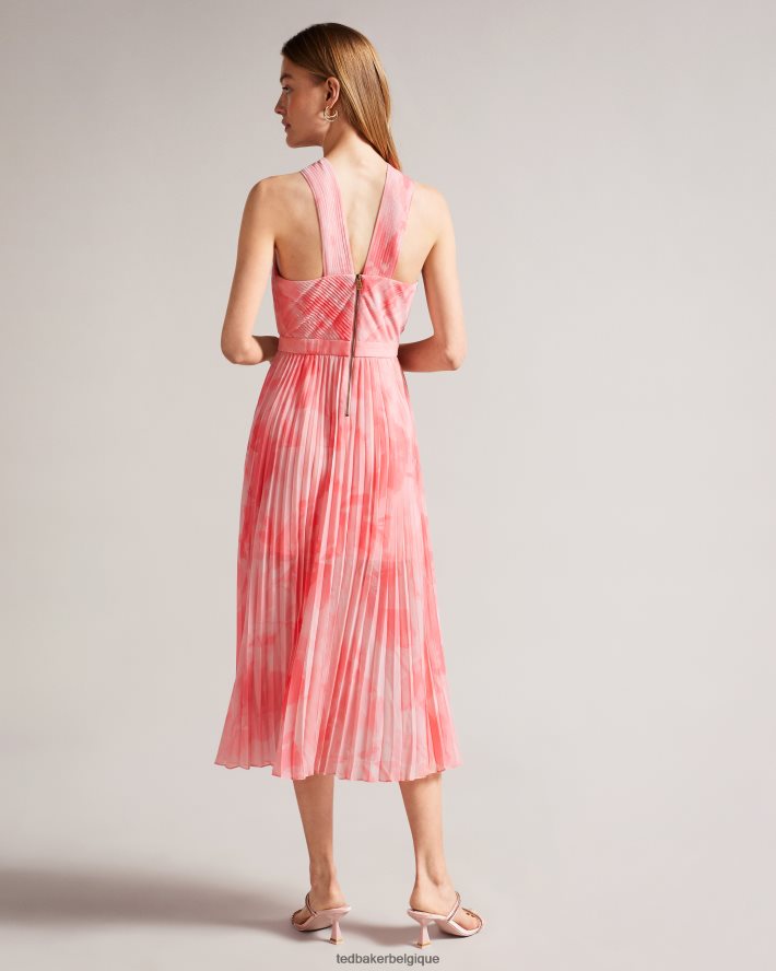 être Ted Baker femmes mirelia - robe midi plissée croisée sur le devant corail FR8J4219 vêtements