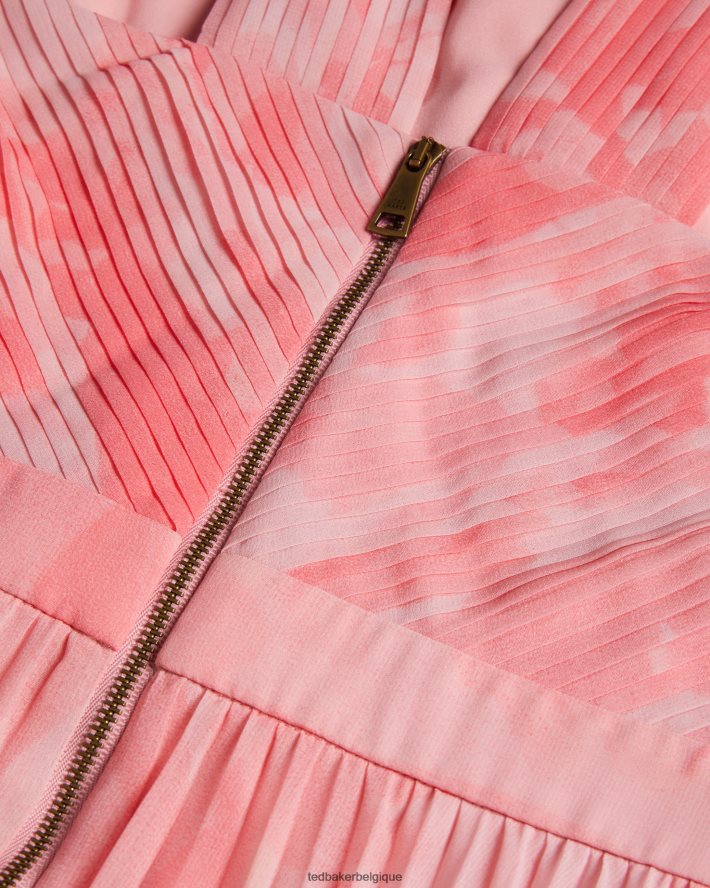 être Ted Baker femmes mirelia - robe midi plissée croisée sur le devant corail FR8J4219 vêtements