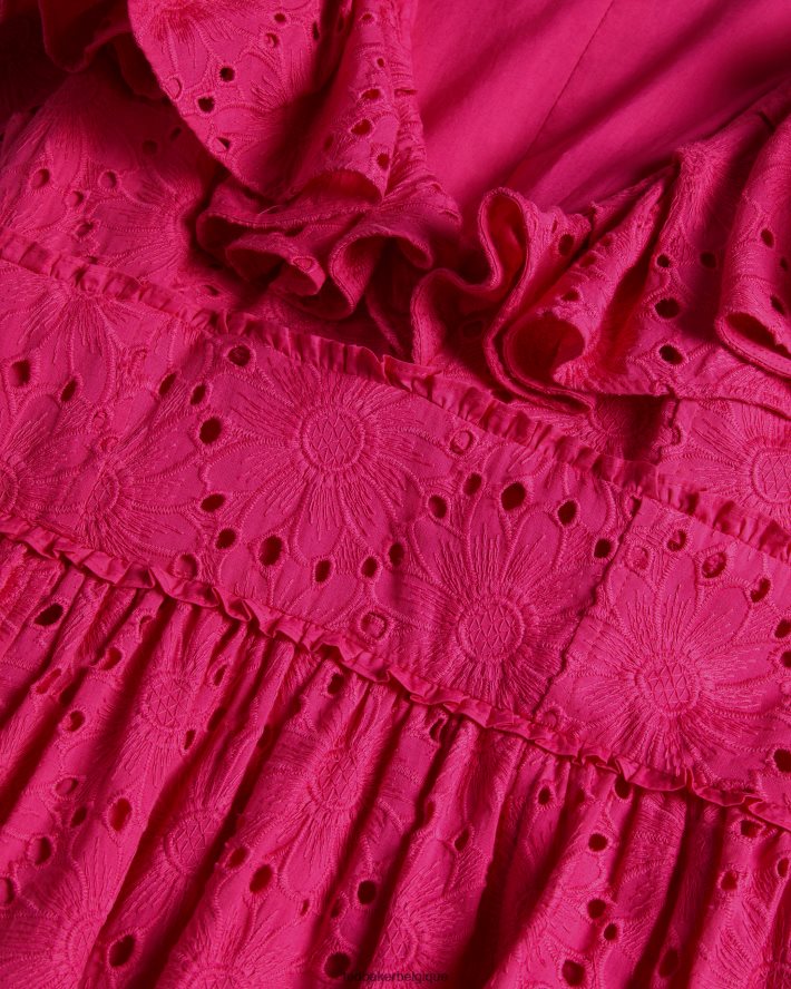 être Ted Baker femmes robe d'été mi-longue à volants et col en V Mirza rose pétant FR8J42245 vêtements