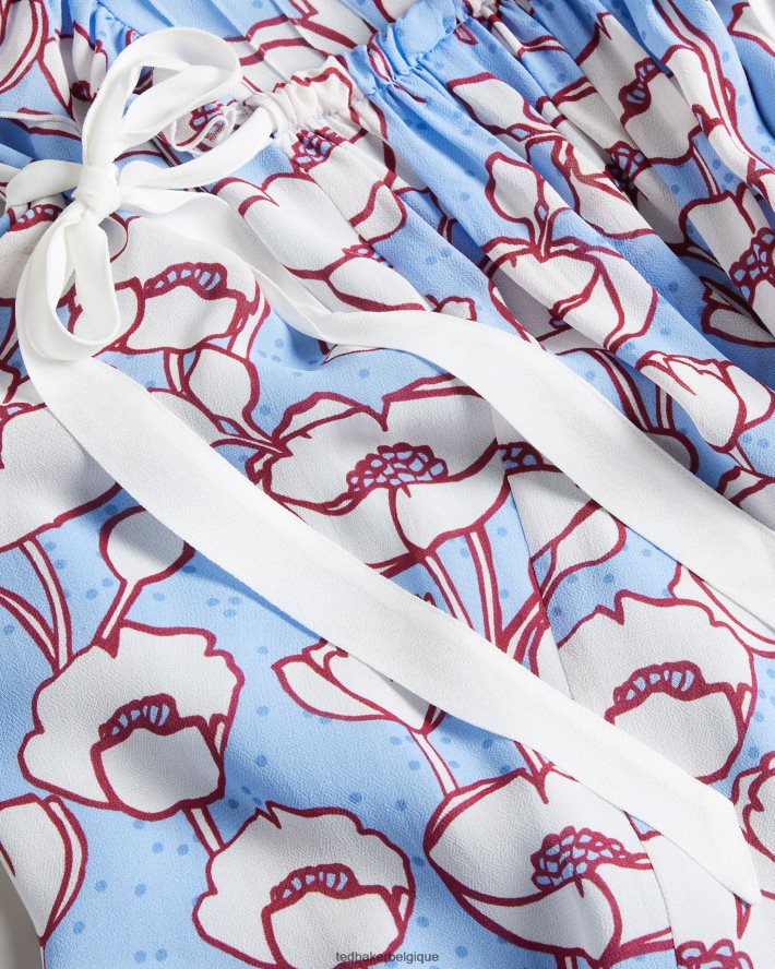 être Ted Baker femmes robe mi-longue sans manches à volants tindraa bleu FR8J42285 vêtements