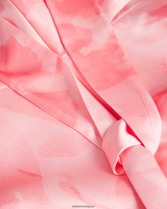 être Ted Baker femmes robe midi coupe en biais à col bénitier foreste corail FR8J4214 vêtements