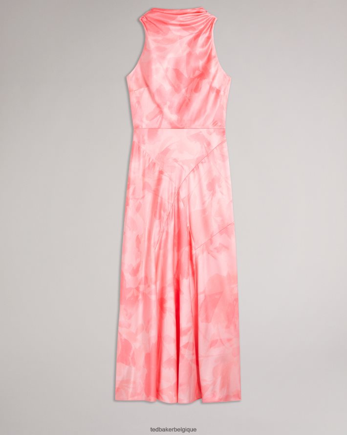 être Ted Baker femmes robe midi coupe en biais à col bénitier foreste corail FR8J4214 vêtements