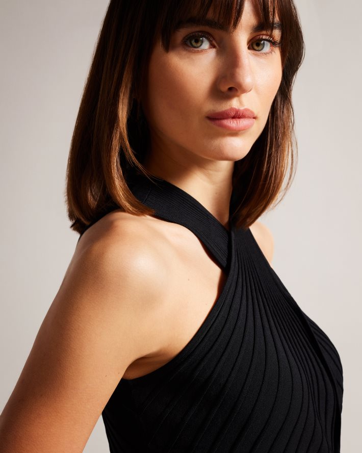 être Ted Baker femmes robe midi loulous avec jupe plissée fleurie corail FR8J4217 vêtements