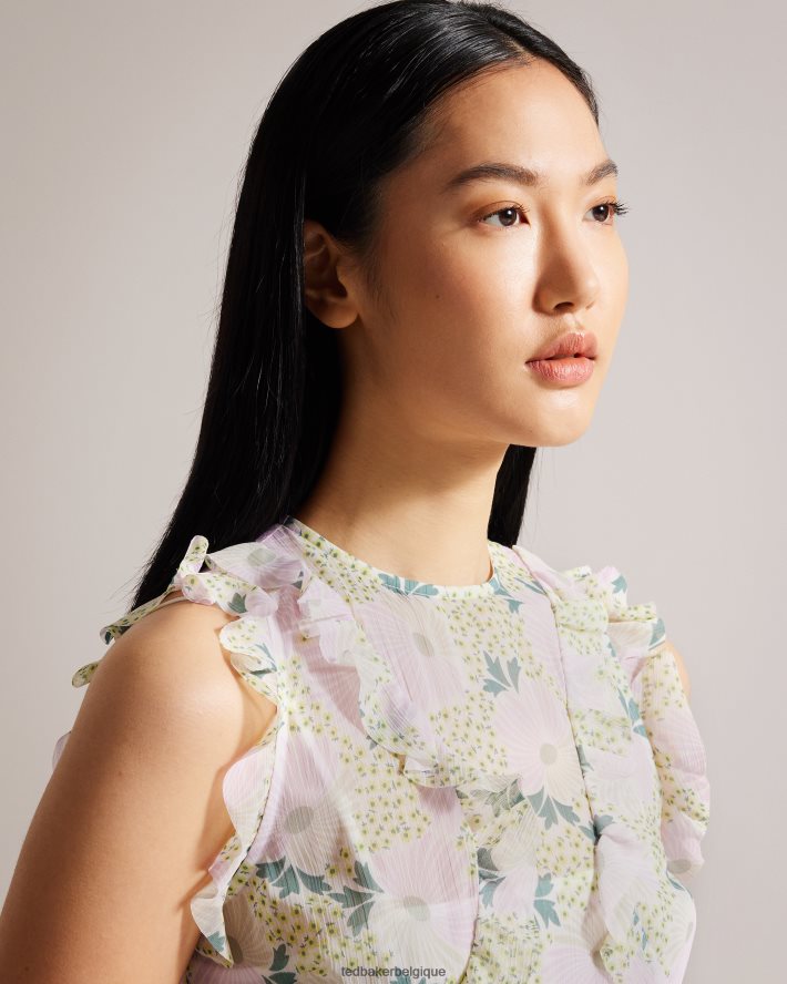 être Ted Baker femmes robe midi sans manches à volants cascade calinia lilas FR8J4230 vêtements