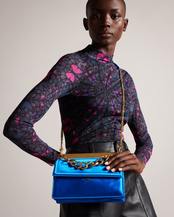 être Ted Baker femmes Kialynn - Mini sac porté épaule à grosse chaîne bleu FR8J42675 Sacs