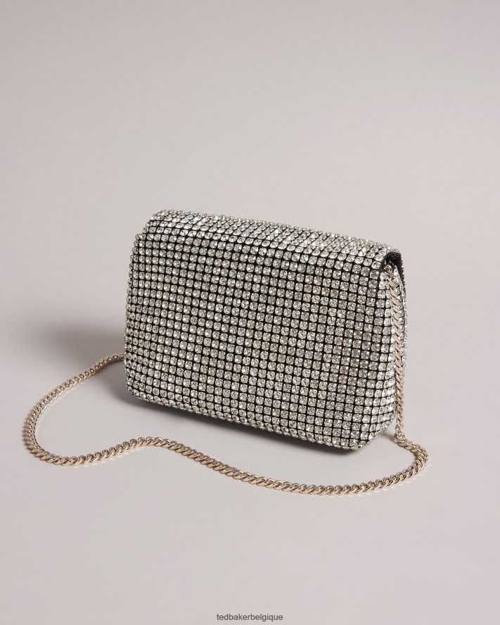 être Ted Baker femmes mini sac bandoulière à cristaux scintillants argent FR8J42739 Sacs