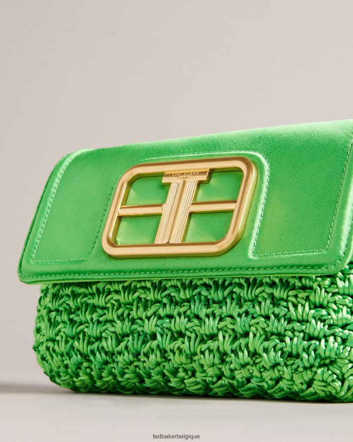 être Ted Baker femmes sac bandoulière en crochet satiné Tikyra vert FR8J42809 Sacs