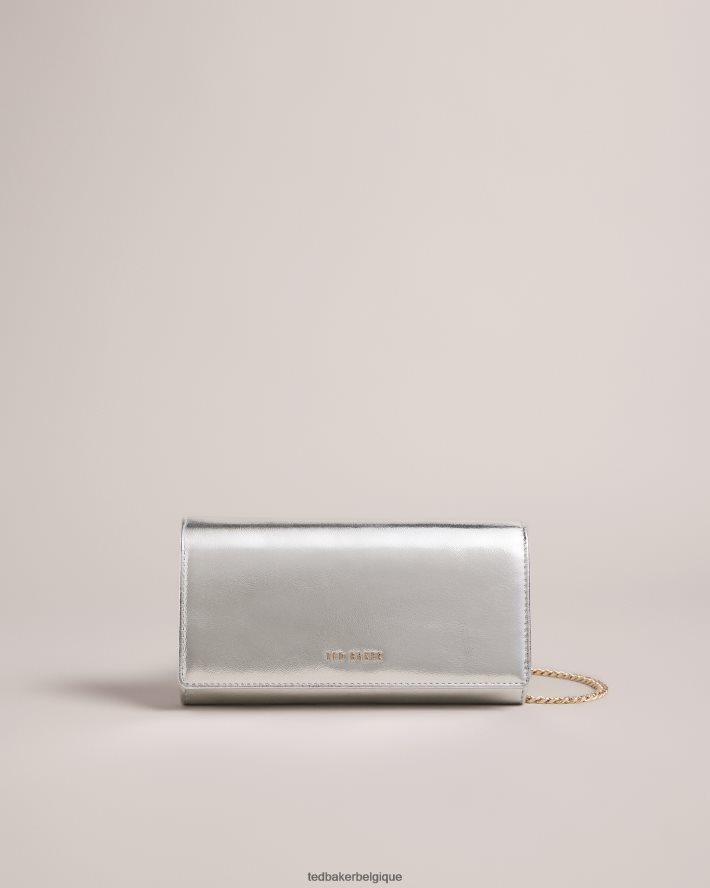être Ted Baker femmes sac bandoulière en cuir métallisé Liberta argent FR8J42808 Sacs