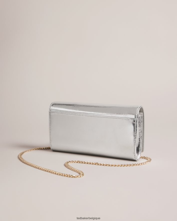être Ted Baker femmes sac bandoulière en cuir métallisé Liberta argent FR8J42808 Sacs