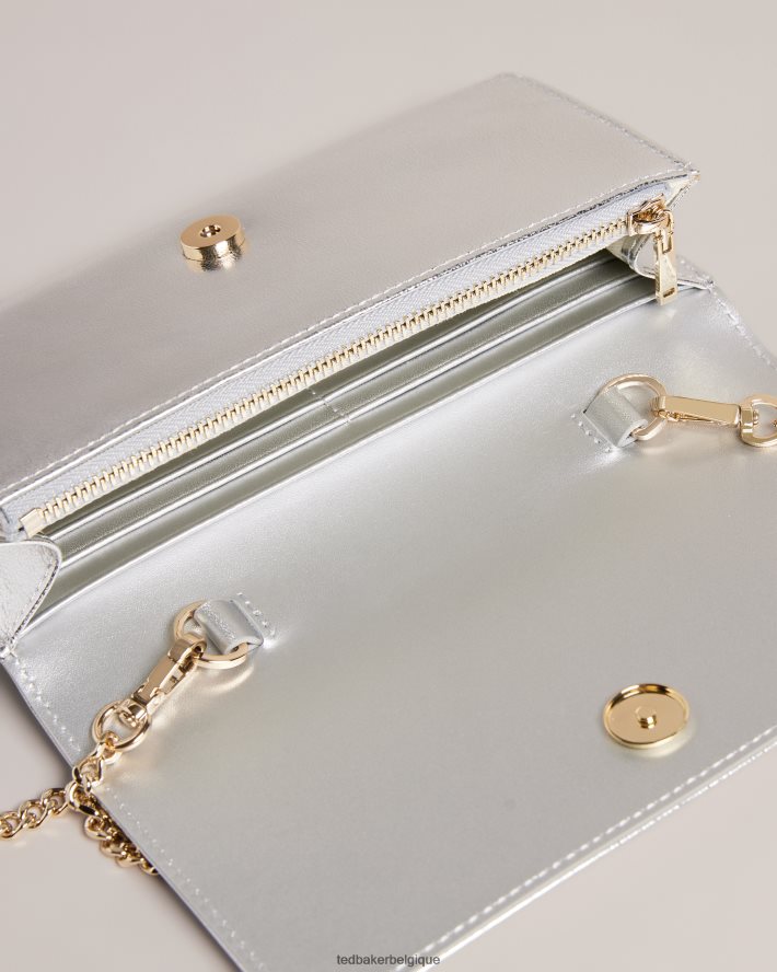 être Ted Baker femmes sac bandoulière en cuir métallisé Liberta argent FR8J42808 Sacs