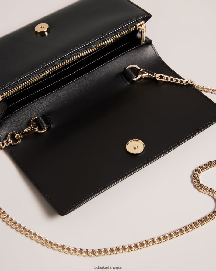 être Ted Baker femmes sac bandoulière en cuir métallisé Liberta noir FR8J42817 Sacs