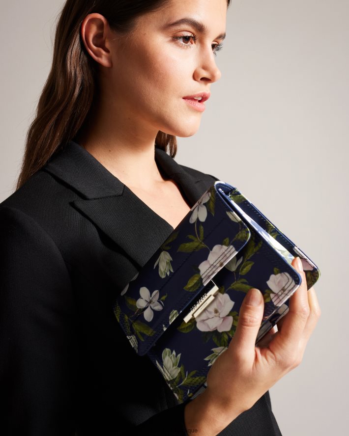être Ted Baker femmes sac bandoulière en satin à imprimé fleuri jenia bleu foncé FR8J42751 Sacs