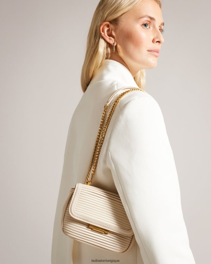 être Ted Baker femmes sac bandoulière pyalily plissé Ivoire FR8J42702 Sacs