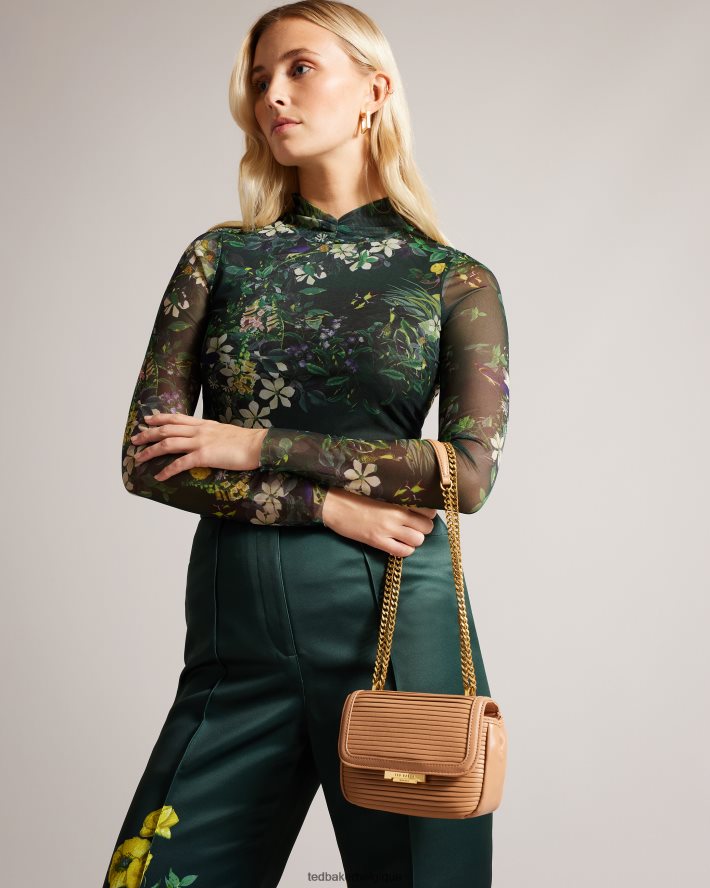 être Ted Baker femmes sac bandoulière pyalily plissé chameau FR8J42704 Sacs