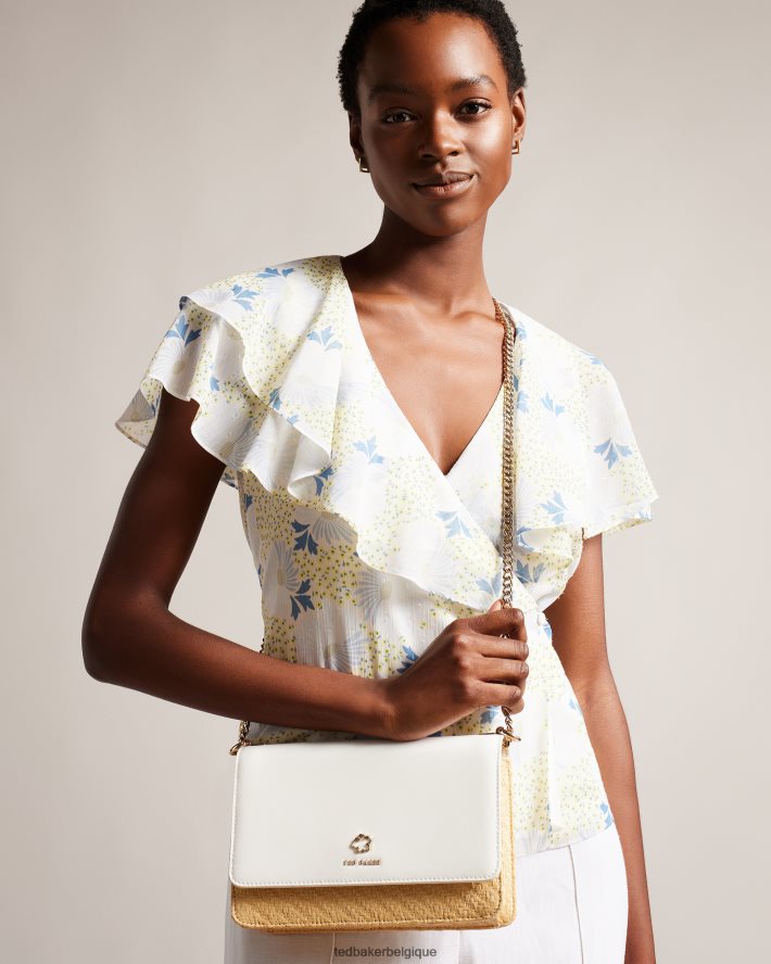 être Ted Baker femmes sac bandoulière tressé à œillets magdie magnolia écru FR8J42730 Sacs